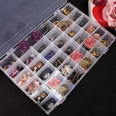 36 Grid Cells Plastic Multipurpose Jewelry Organizer Storage Box - Fizzibyizzi