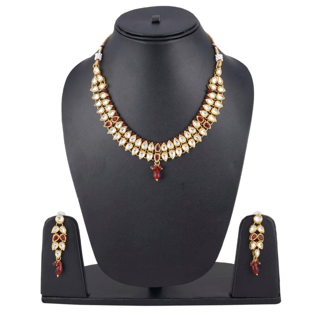 Elegant Bollywood Inspired Ethnic Kundan Necklace with Earrings - Fizzibyizzicommerce