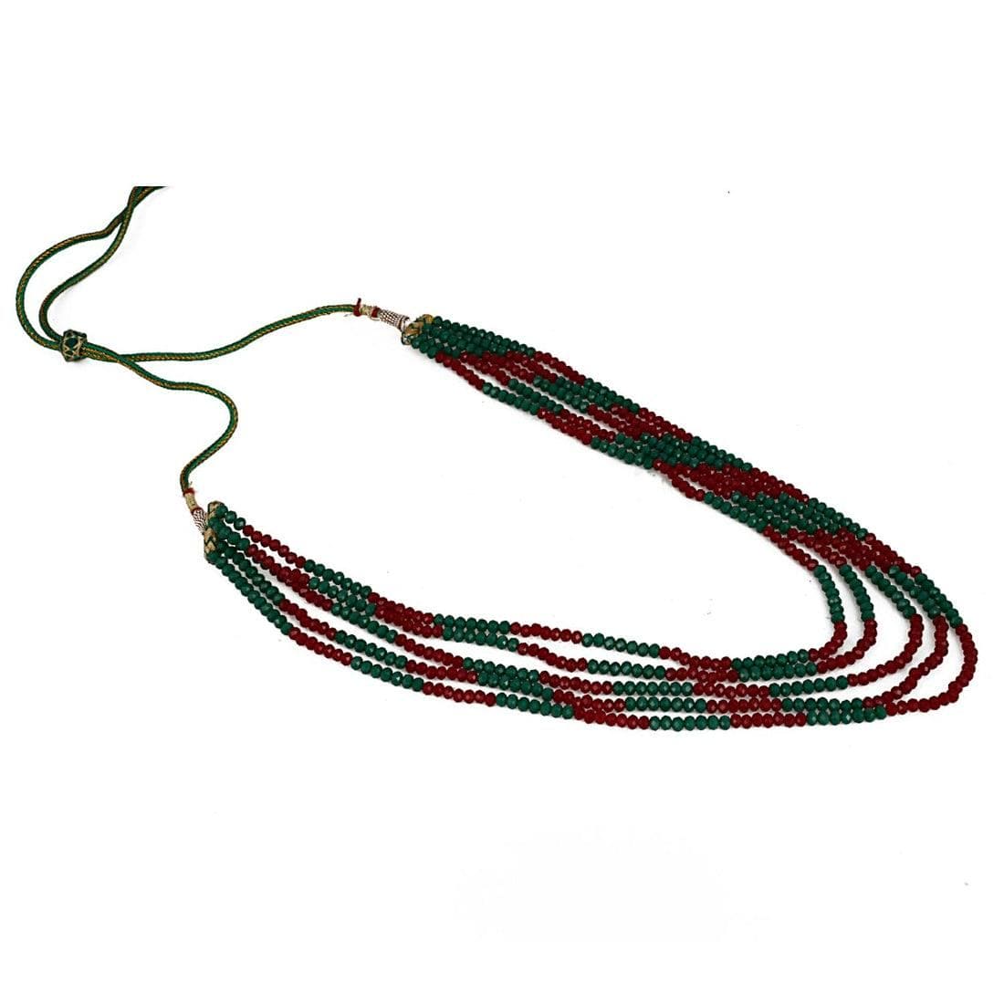Five Layer Red and Green Crystal Beads Necklace - Fizzibyizzicommerce