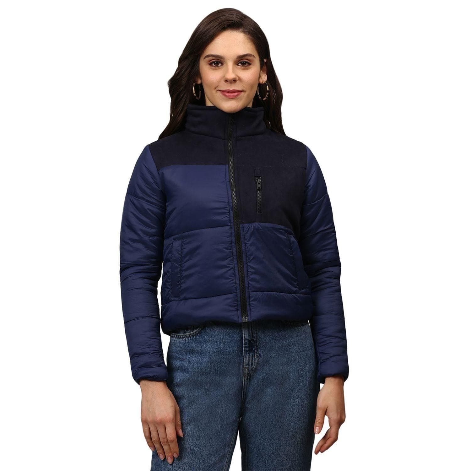 Campus Sutra Women Colorblock Stylish Casual Bomber Jacket - Fizzibyizzi