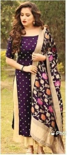 Elegant Jacquard Weaving Women Banarasi Silk Dress Material - Fizzibyizzi