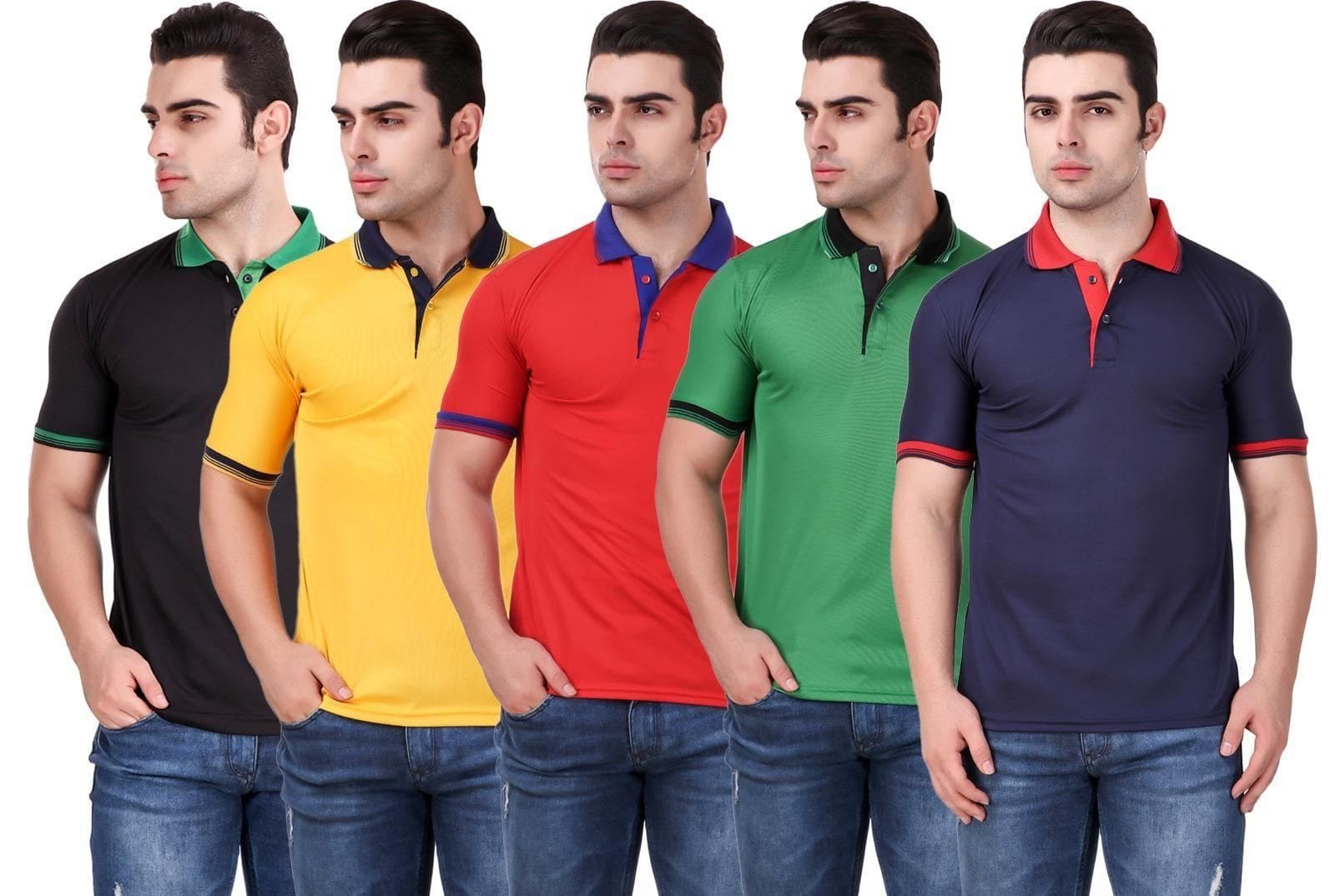 Combo of 5 Men's Polo T-shirt - Fizzibyizzi